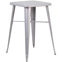 Flash Furniture CH-31330-SIL-GG Square Bar Height Table in Silver